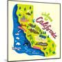 Cartoon Map of California.Travels-Daria_I-Mounted Art Print