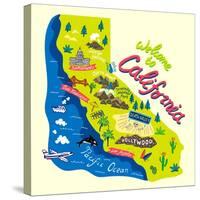 Cartoon Map of California.Travels-Daria_I-Stretched Canvas