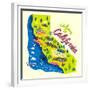 Cartoon Map of California.Travels-Daria_I-Framed Premium Giclee Print