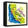 Cartoon Map of California.Travels-Daria_I-Framed Stretched Canvas