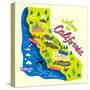 Cartoon Map of California.Travels-Daria_I-Stretched Canvas