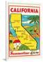 Cartoon Map of California-null-Framed Art Print