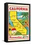 Cartoon Map of California-null-Framed Stretched Canvas