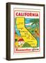 Cartoon Map of California-null-Framed Art Print
