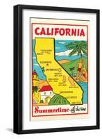 Cartoon Map of California-null-Framed Art Print