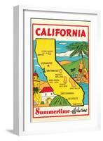 Cartoon Map of California-null-Framed Art Print