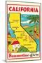 Cartoon Map of California-null-Mounted Art Print