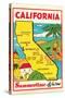 Cartoon Map of California-null-Stretched Canvas