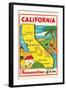 Cartoon Map of California-null-Framed Art Print