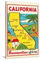 Cartoon Map of California-null-Stretched Canvas