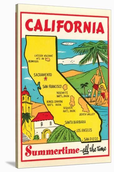 Cartoon Map of California-null-Stretched Canvas