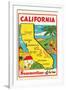 Cartoon Map of California-null-Framed Art Print