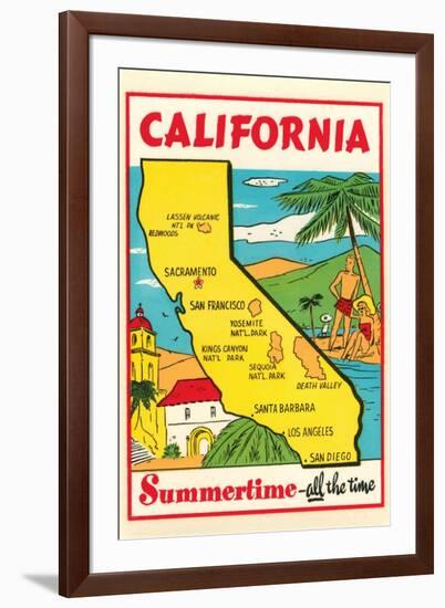 Cartoon Map of California-null-Framed Art Print