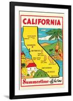 Cartoon Map of California-null-Framed Art Print