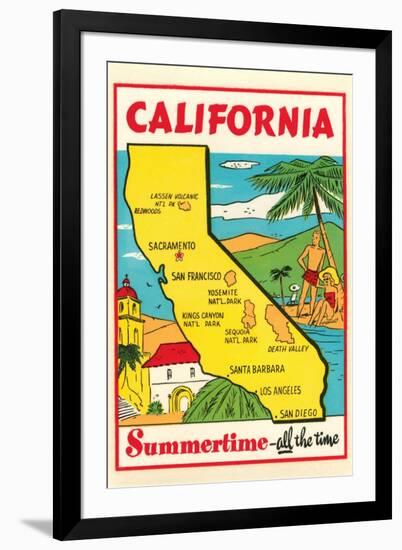 Cartoon Map of California-null-Framed Art Print