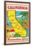 Cartoon Map of California-null-Framed Art Print