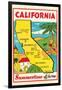 Cartoon Map of California-null-Framed Art Print