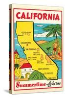 Cartoon Map of California-null-Stretched Canvas