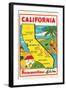 Cartoon Map of California-null-Framed Art Print