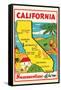 Cartoon Map of California-null-Framed Stretched Canvas