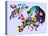 Cartoon Map of Europe. Travels-Daria_I-Stretched Canvas