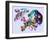 Cartoon Map of Europe. Travels-Daria_I-Framed Art Print