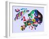 Cartoon Map of Europe. Travels-Daria_I-Framed Art Print