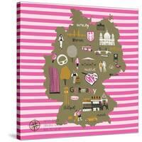 Cartoon Map of Germany with Legend Icons-Lavandaart-Stretched Canvas