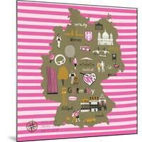 Cartoon Map of Germany with Legend Icons-Lavandaart-Mounted Art Print