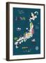 Cartoon Map of Japan. Print Design-Lavandaart-Framed Art Print