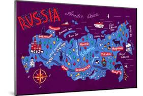 Cartoon Map of Russia. Travels-Daria_I-Mounted Art Print
