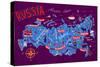 Cartoon Map of Russia. Travels-Daria_I-Stretched Canvas