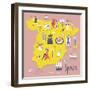 Cartoon Map of Spain with Legend Icons-Lavandaart-Framed Art Print