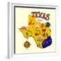 Cartoon Map of Texas.Travels-Daria_I-Framed Premium Giclee Print