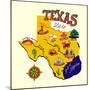 Cartoon Map of Texas.Travels-Daria_I-Mounted Premium Giclee Print