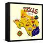 Cartoon Map of Texas.Travels-Daria_I-Framed Stretched Canvas