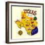 Cartoon Map of Texas.Travels-Daria_I-Framed Art Print