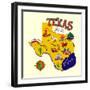 Cartoon Map of Texas.Travels-Daria_I-Framed Art Print