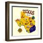 Cartoon Map of Texas.Travels-Daria_I-Framed Art Print