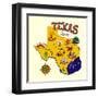 Cartoon Map of Texas.Travels-Daria_I-Framed Art Print