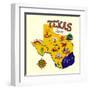 Cartoon Map of Texas.Travels-Daria_I-Framed Art Print