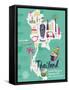 Cartoon Map of Thailand. Print Design-Lavandaart-Framed Stretched Canvas