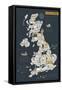 Cartoon Map of United Kingdom with Legend Icons-Lavandaart-Framed Stretched Canvas