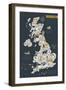 Cartoon Map of United Kingdom with Legend Icons-Lavandaart-Framed Art Print