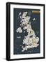 Cartoon Map of United Kingdom with Legend Icons-Lavandaart-Framed Art Print