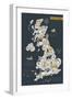 Cartoon Map of United Kingdom with Legend Icons-Lavandaart-Framed Art Print