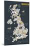 Cartoon Map of United Kingdom with Legend Icons-Lavandaart-Mounted Art Print