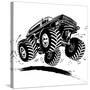 Cartoon Monster Truck-Mechanik-Stretched Canvas