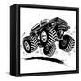 Cartoon Monster Truck-Mechanik-Framed Stretched Canvas