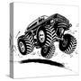 Cartoon Monster Truck-Mechanik-Stretched Canvas